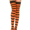 MUSIC LEGS Black And Orange Striped Thigh Highs Socks