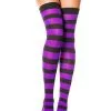 MUSIC LEGS Purple And Black Striped Thigh Highs