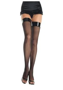 Fishnet Stockings With Vinyl Tops