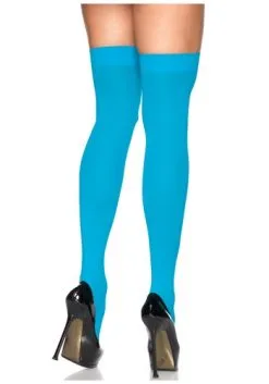 LEG AVENUE Neon Blue Thigh High Stockings